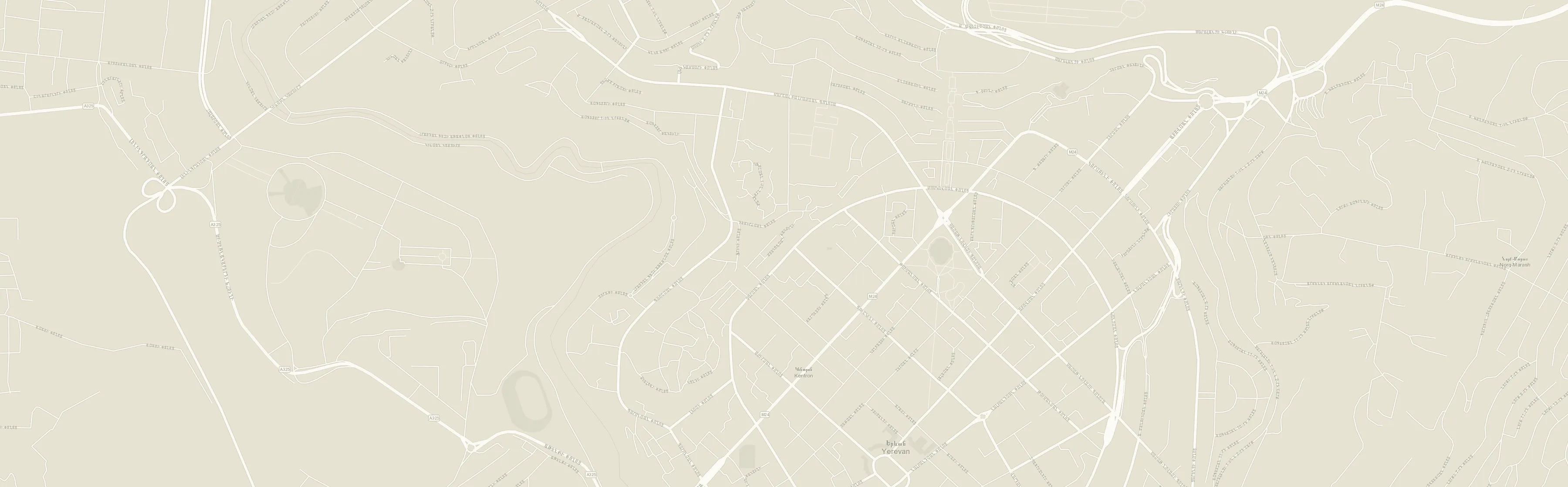 Street map around Saryan Street, Yerevan